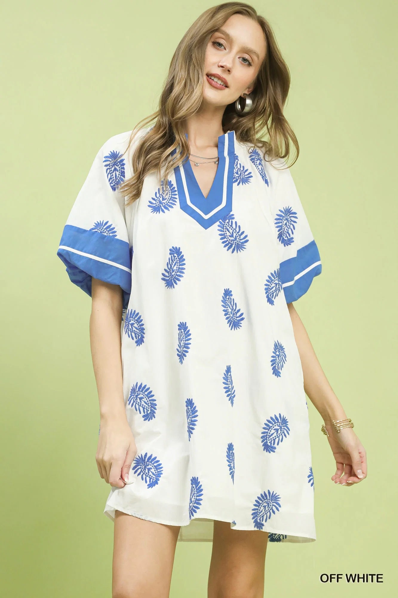 Umgee Paisley Embroidered Boho Mini Dress