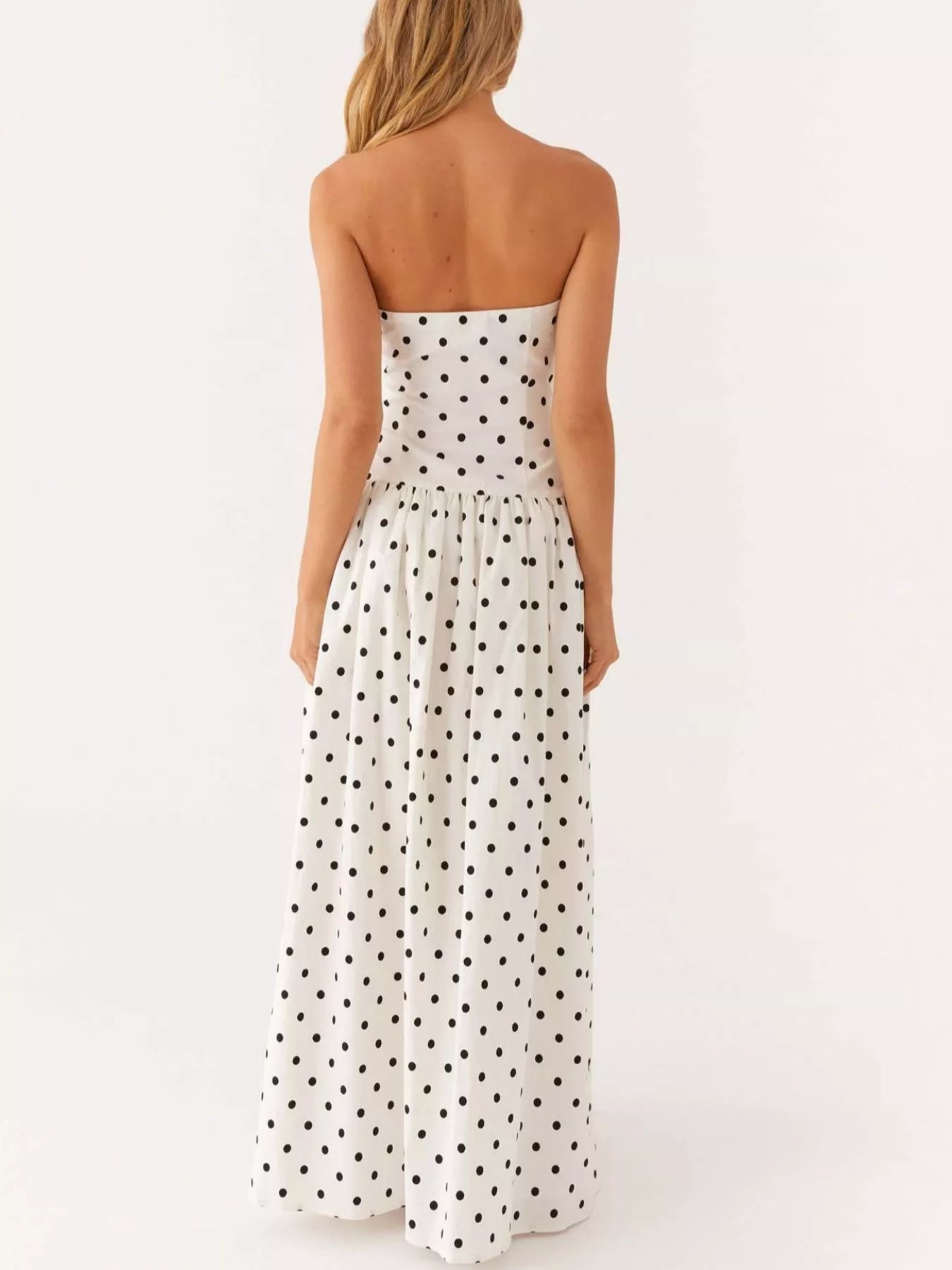 Ruched Printed Tube Maxi Dress