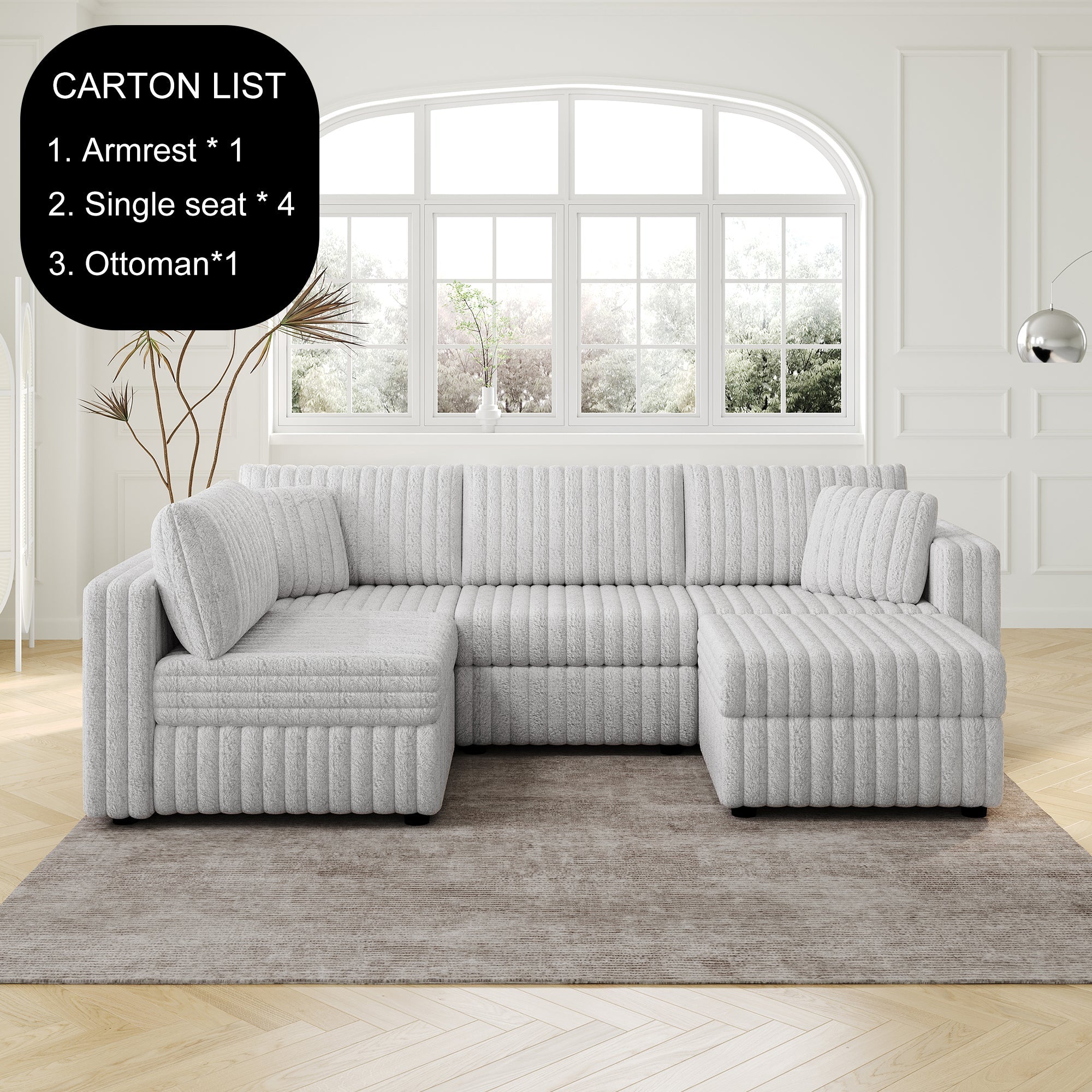 106.3" Soft U-Shaped 4-Person Sofa