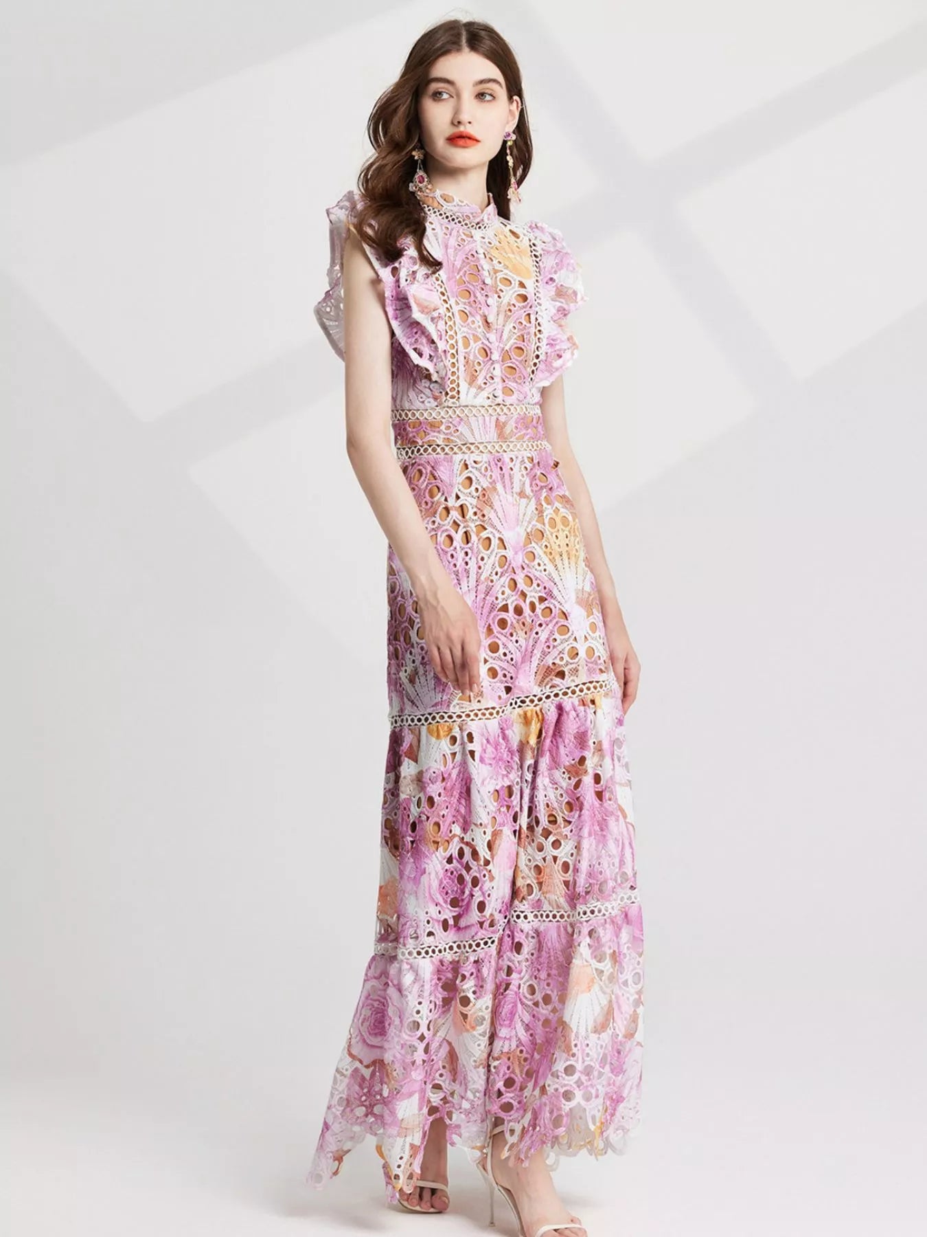 Floral Lace Detail Maxi Dress