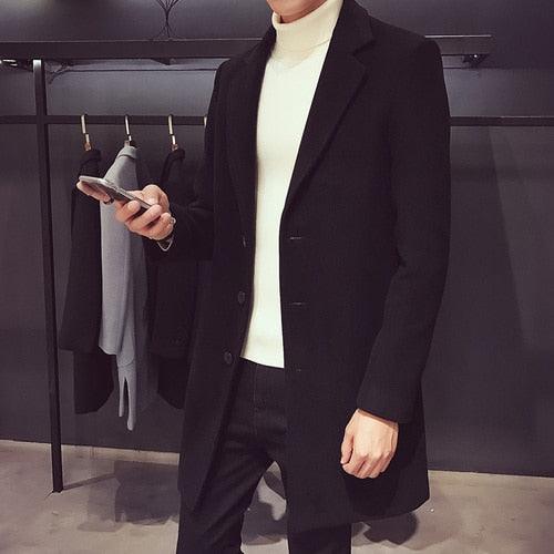 Fashion Men Casual Coat Luxury Business Trench Coat Men's Unique Style Coats Jackets Classic Windproof Simple Overcoat Long Oversized Coat Jacket - Overture Gifts