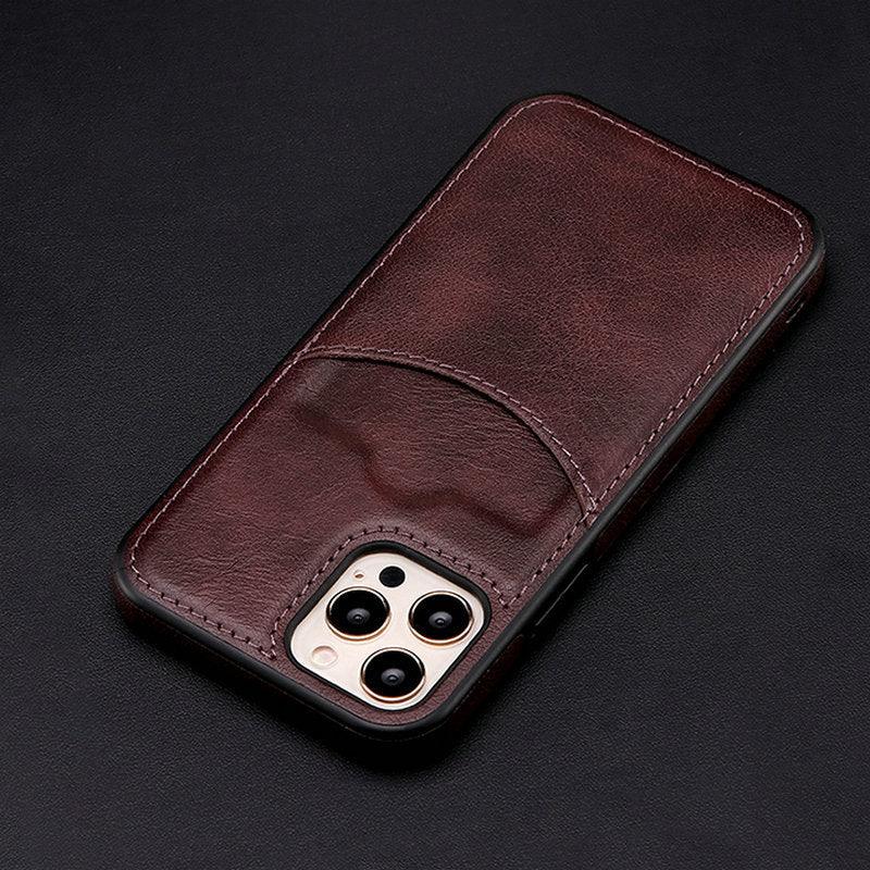 Fashion Wallet Card Holder Back Cover For iPhone 13 Pro Max 12 Mini 11 Xr X Xs 14 Pro Max Luxury PU Leather Case Genuine Leather iPhone Cover For Men Stylish Slim Design - Overture Gifts