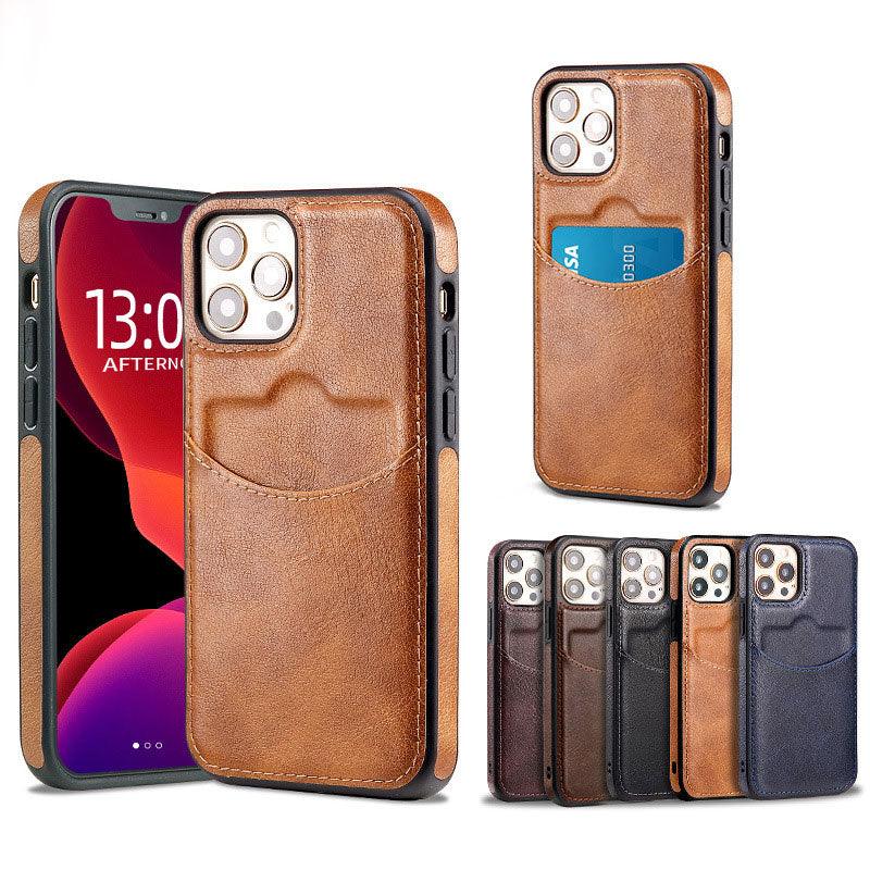 Fashion Wallet Card Holder Back Cover For iPhone 13 Pro Max 12 Mini 11 Xr X Xs 14 Pro Max Luxury PU Leather Case Genuine Leather iPhone Cover For Men Stylish Slim Design - Overture Gifts