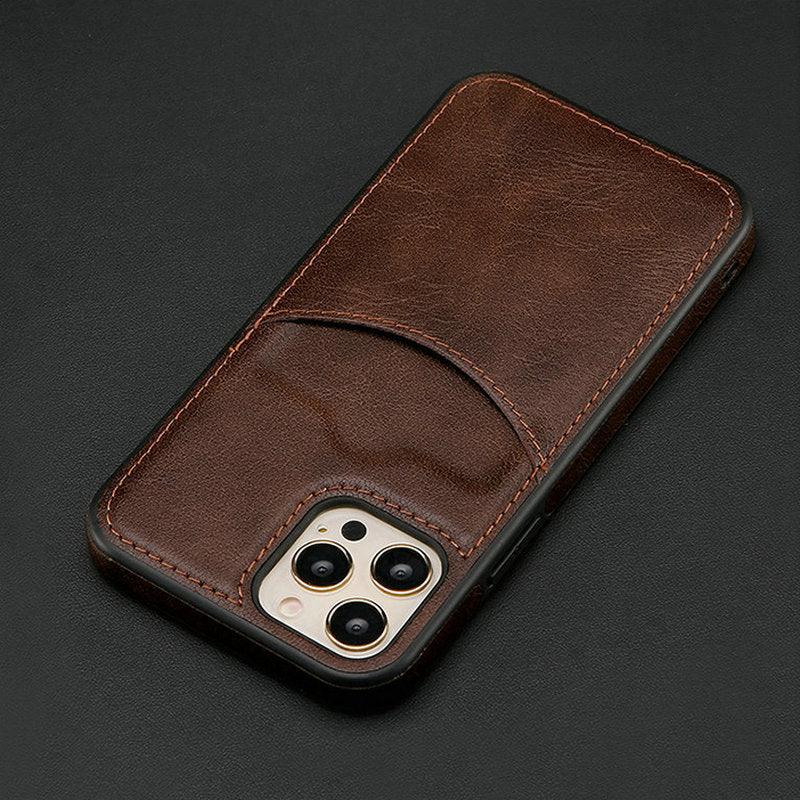 Fashion Wallet Card Holder Back Cover For iPhone 13 Pro Max 12 Mini 11 Xr X Xs 14 Pro Max Luxury PU Leather Case Genuine Leather iPhone Cover For Men Stylish Slim Design - Overture Gifts