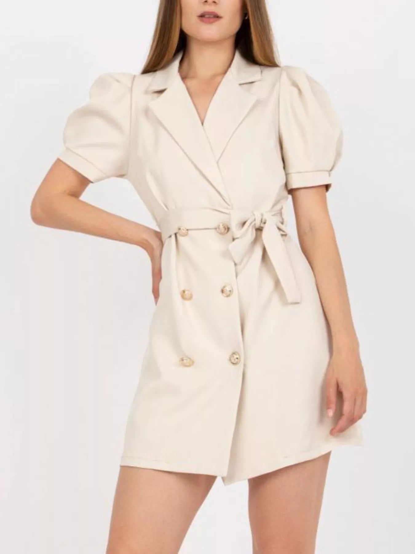 Blazer Style Tie Waist Mini Dress