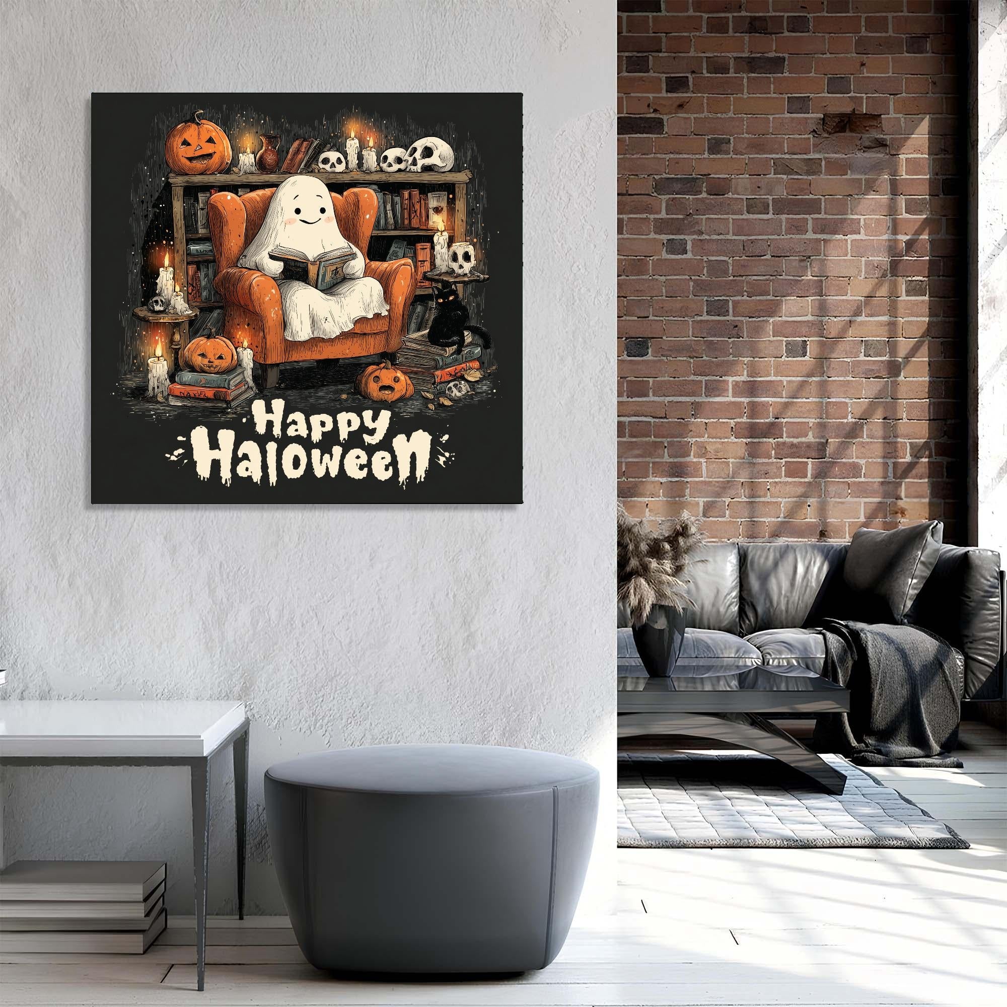 Cute Halloween Ghost Tempered Glass Wall Art | Cozy Spooky Decor