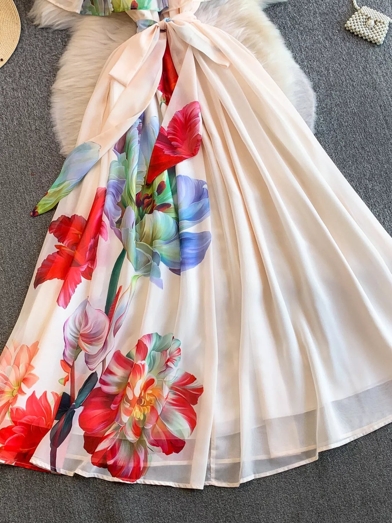 Floral Off-Shoulder A-Line Dress
