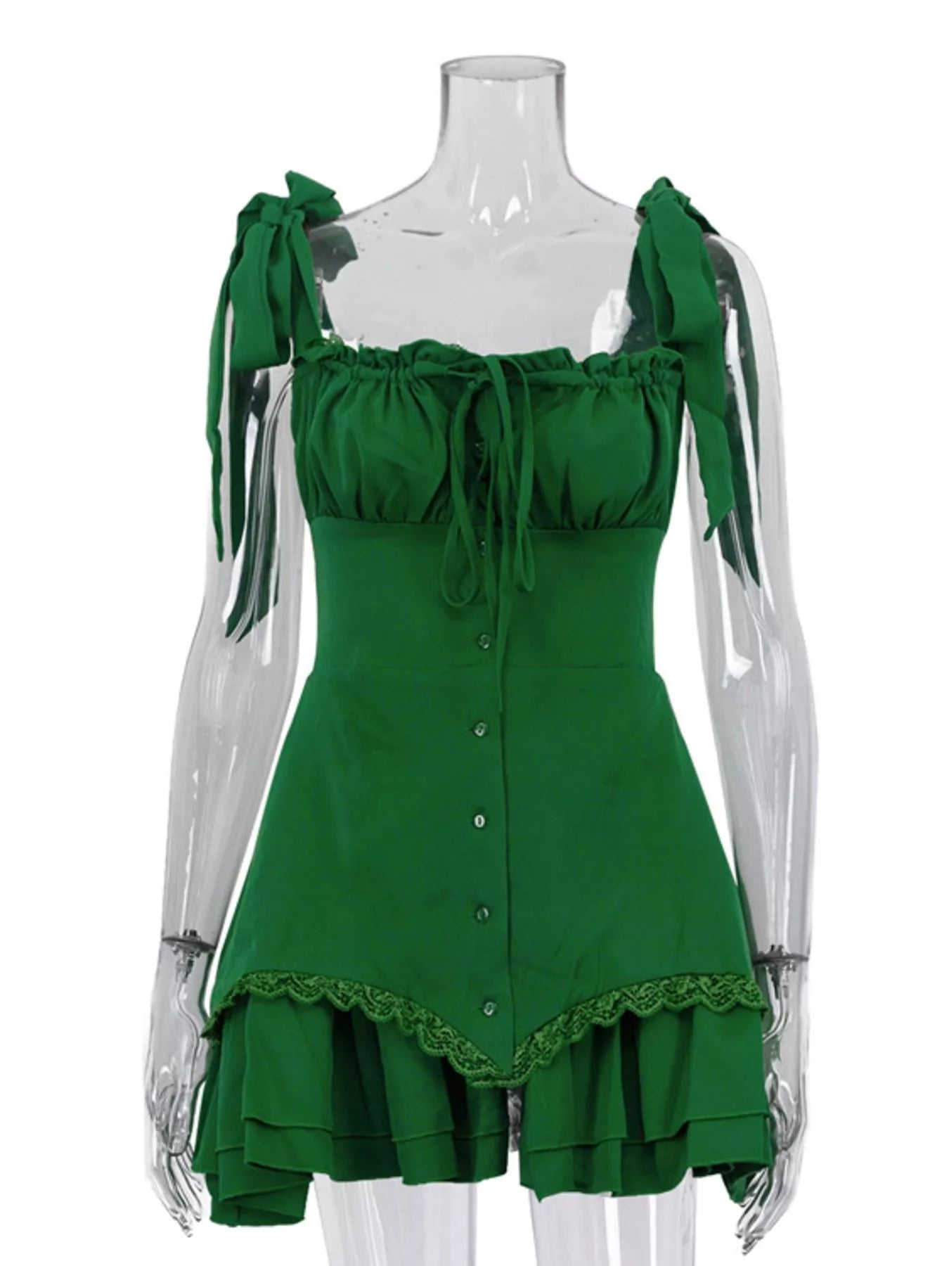 Tie-Shoulder Ruffled Mini Dress