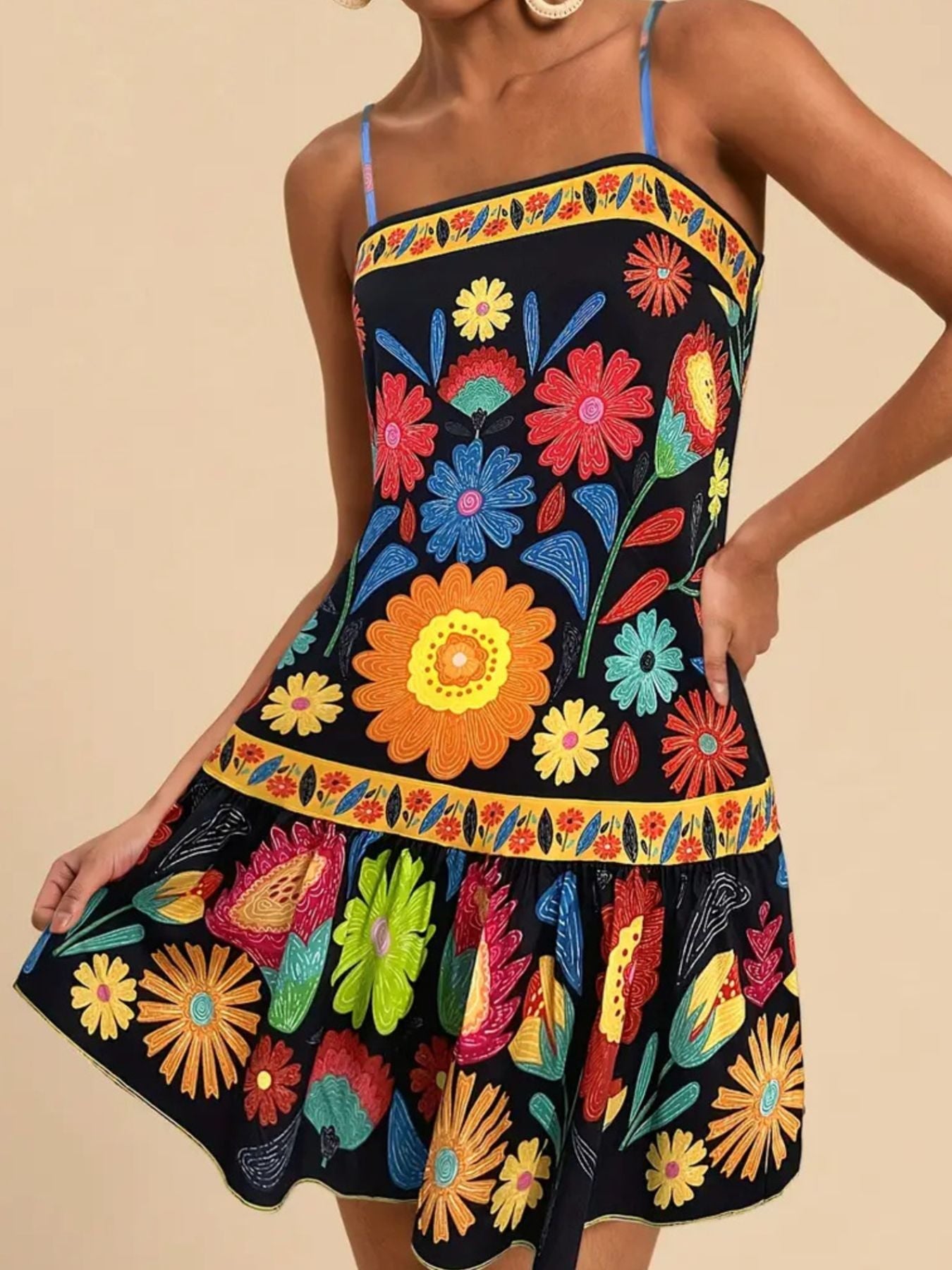 Floral Print Sleeveless Mini Dress