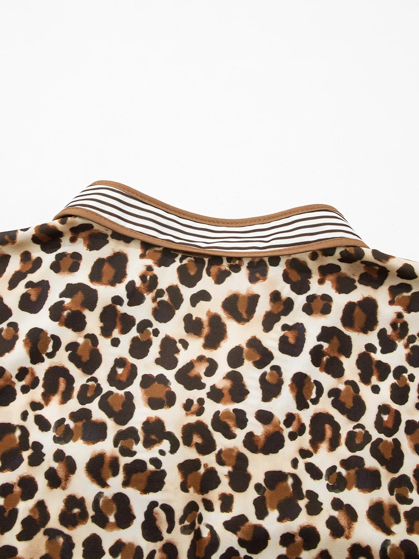Leopard Print Striped Patchwork 3/4 Sleeve Loose Mini Dress