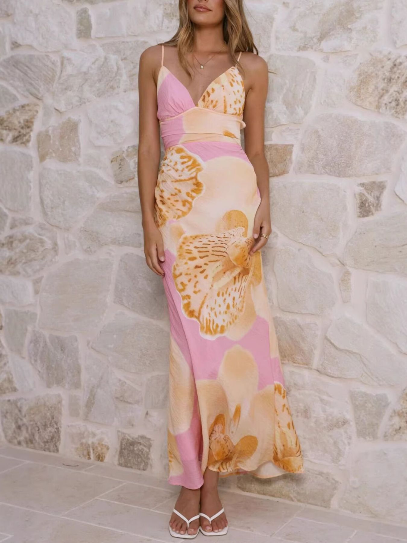 Floral Print Spaghetti Strap Dress