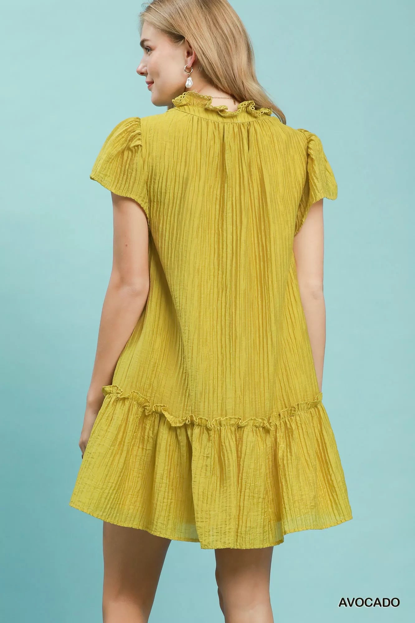 Umgee Textured Ruffle Hem Mini Dress