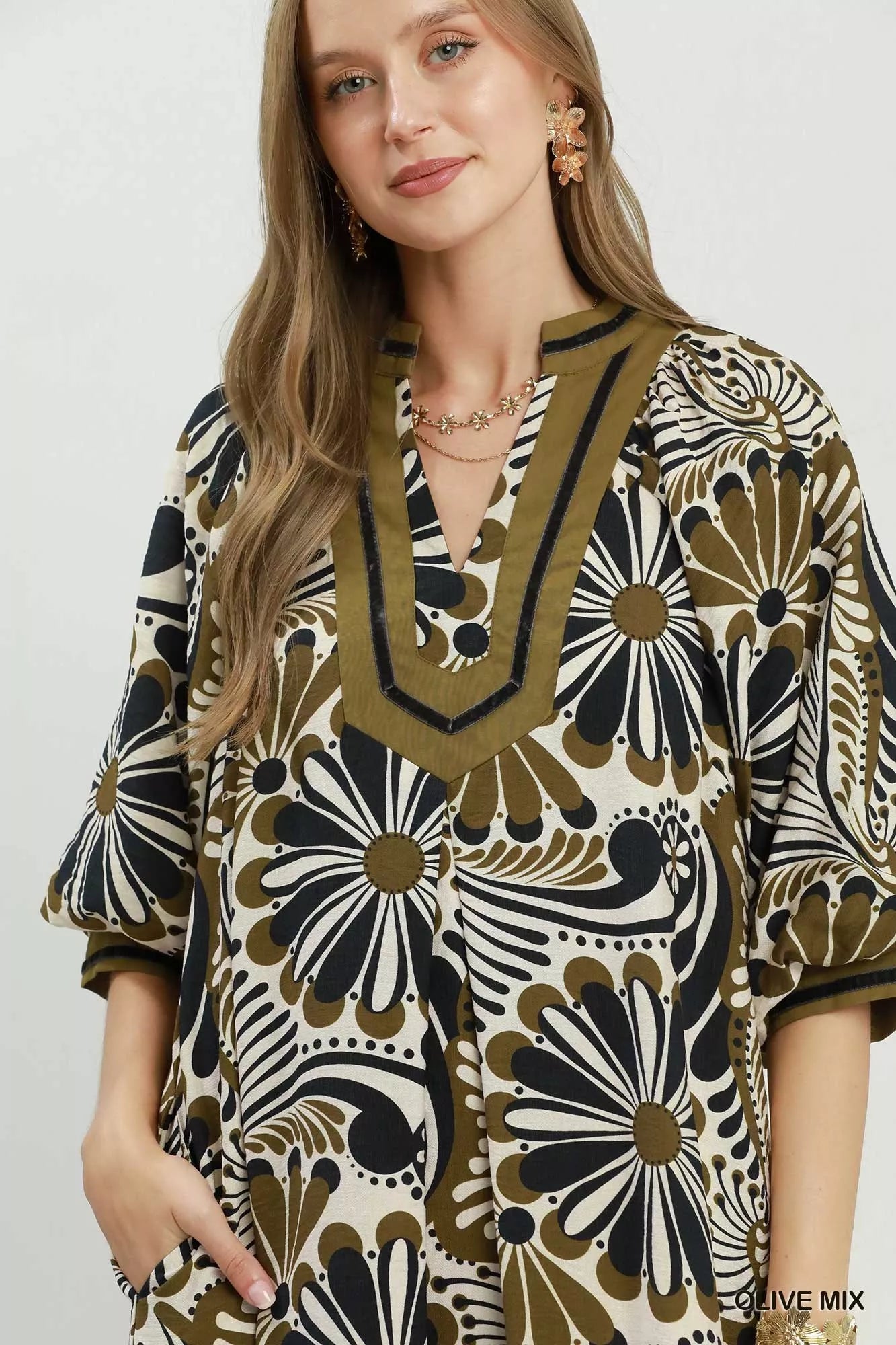 Umgee Abstract Print Midi Dress