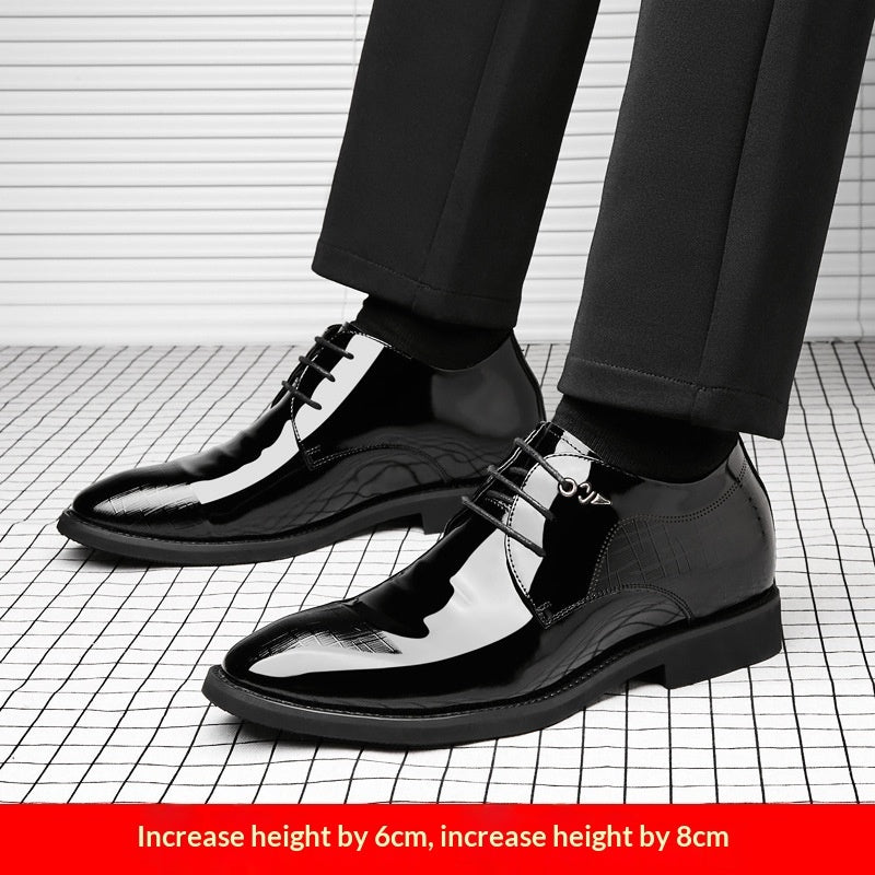 Men's Business Dress Leather Shoes With Hidden Heel