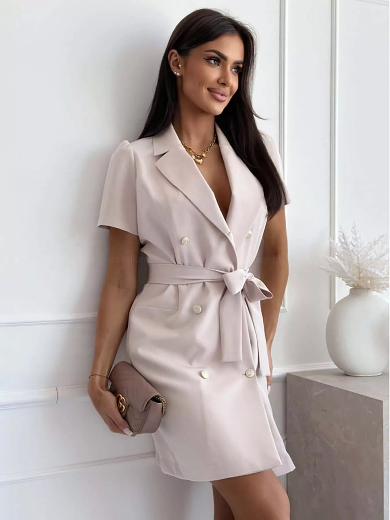 Double-breasted Blazer Dress with Belt