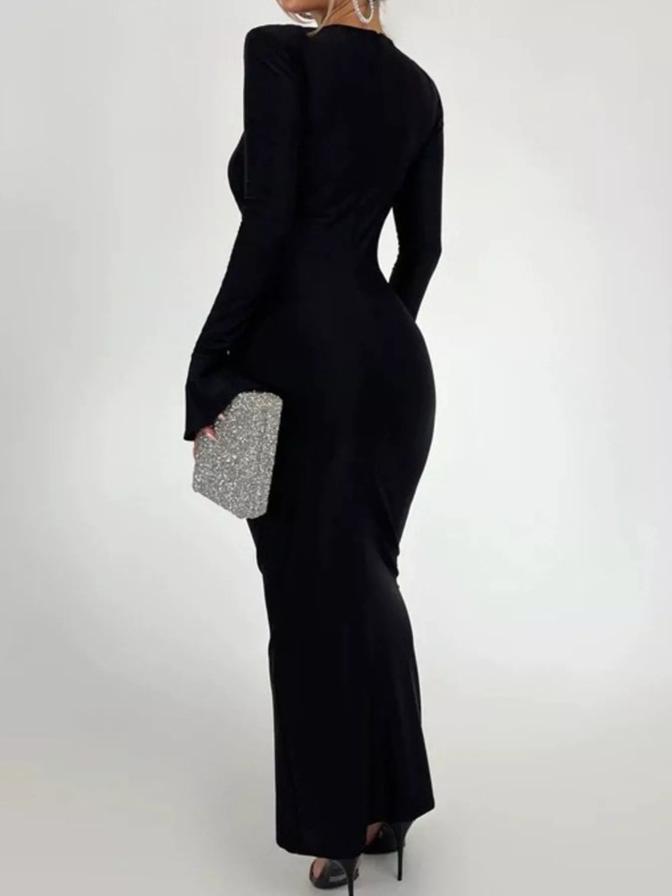 Ruched Long Sleeve Bodycon Maxi Dress