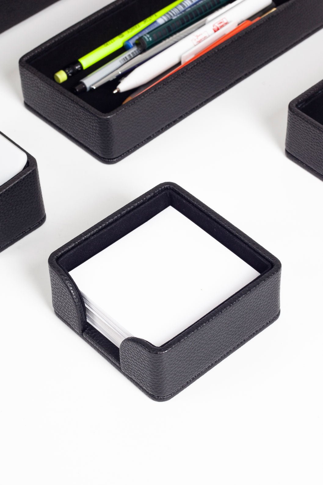 Felix Desktop Leather Organizer Set 6 Pieces Black - Overture Gifts