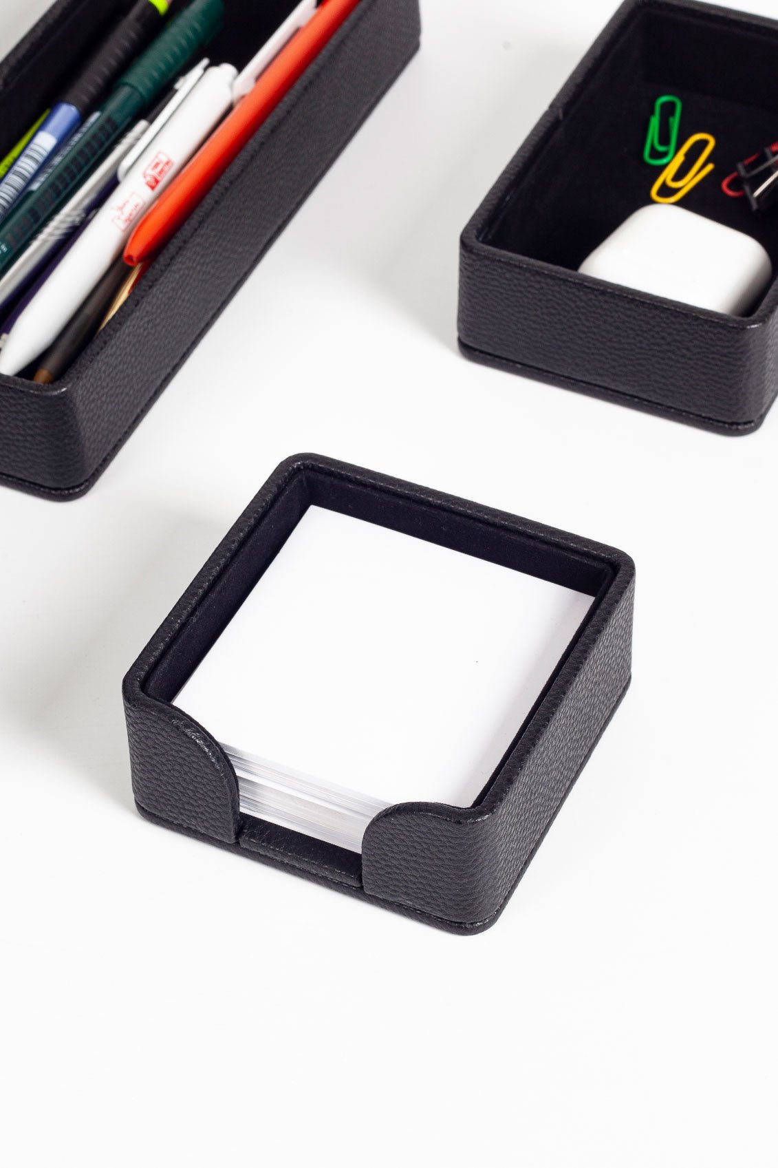 Felix Desktop Leather Organizer Set 7 Pieces Black - Overture Gifts
