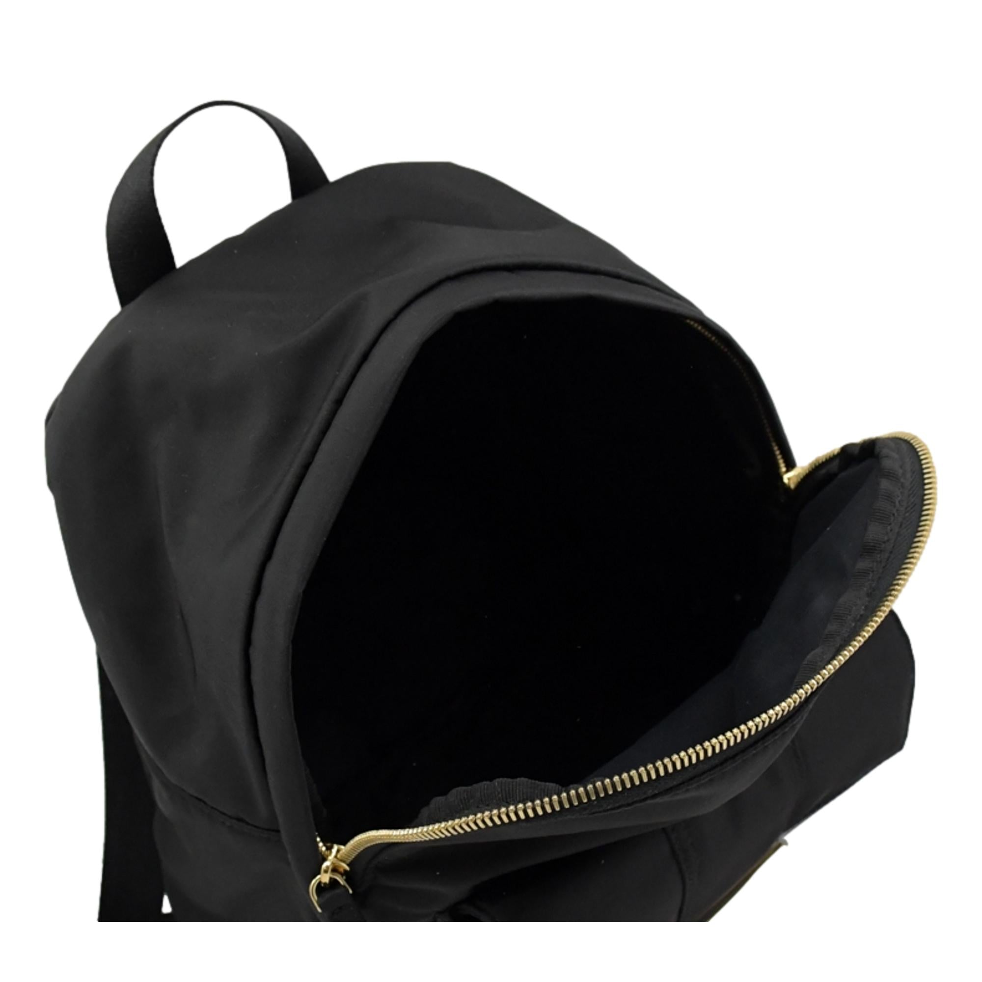 Fendi Baguette Black Nylon Small Backpack Travel Bag Gold Logo