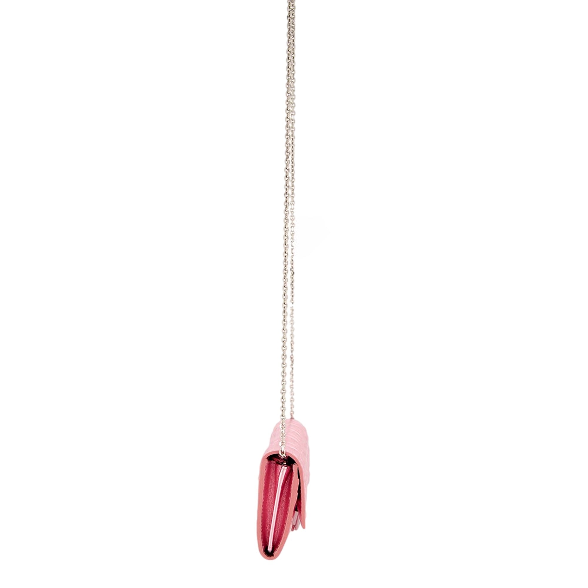 Fendi Baguette Wallet on Chain Metallic Pink FF Embossed Crossbody Bag