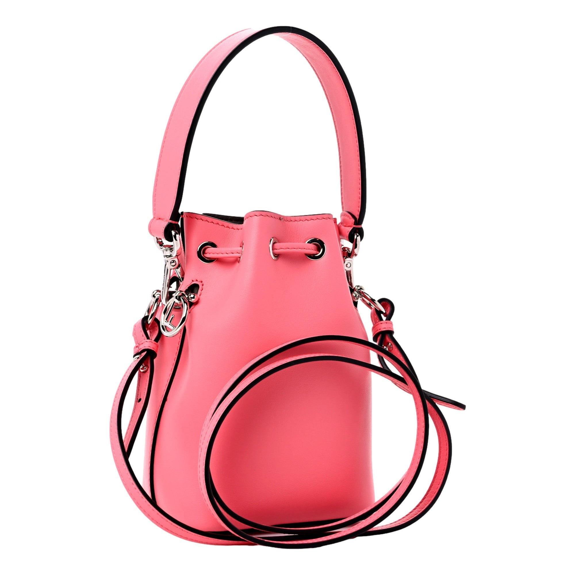 Fendi Mon Tresor Mini Bucket Bag Pink Calfskin Leather 3D Flower