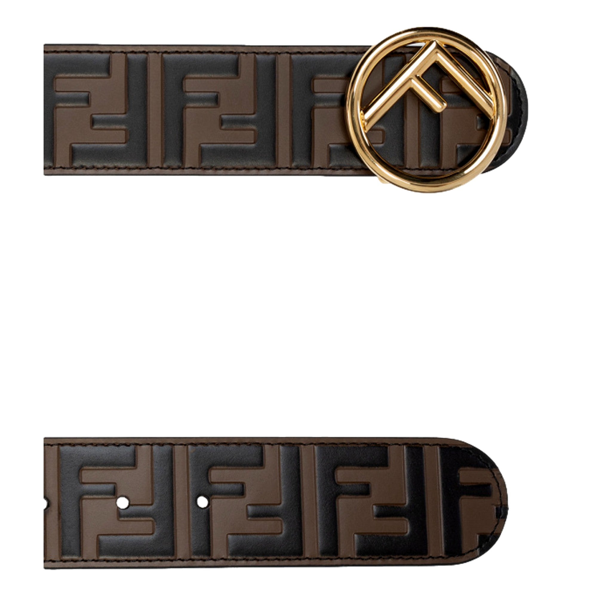 Fendi F is Fendi FF Calfskin Brown Zucca Leather Belt 70