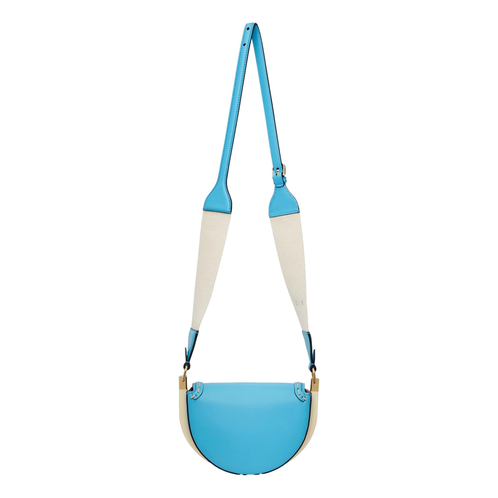 Fendi Moonlight Satchel Crossbody Cyber Blue Leather FF Logo Bag