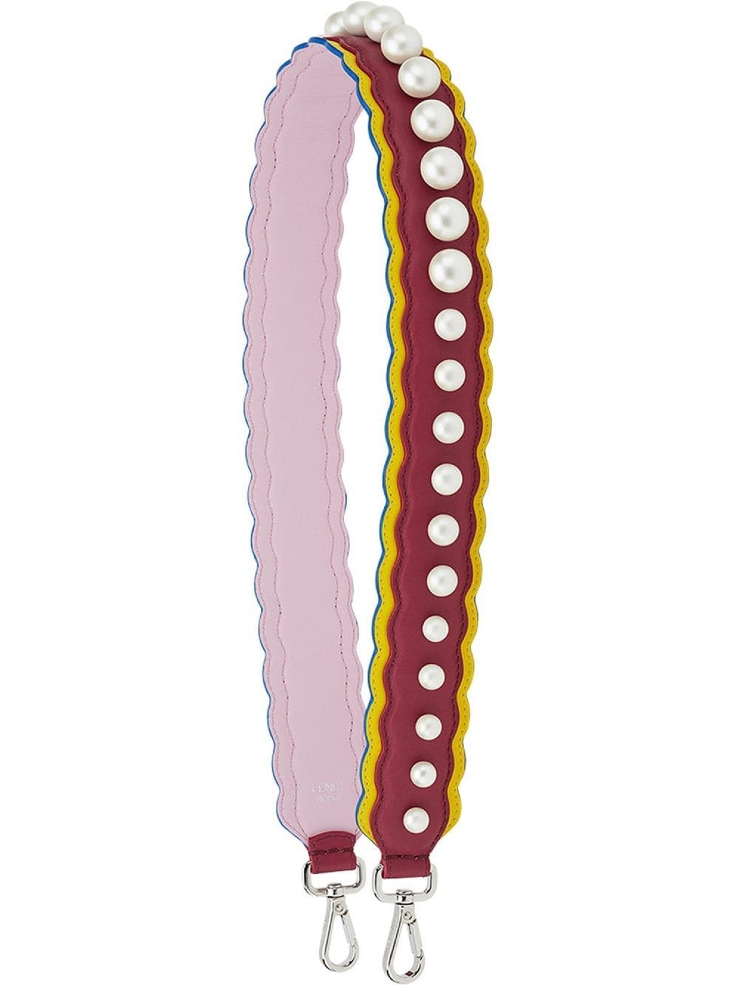 Fendi Strap You Pearl Embellished Shoulder Strap Black Cherry Lemon