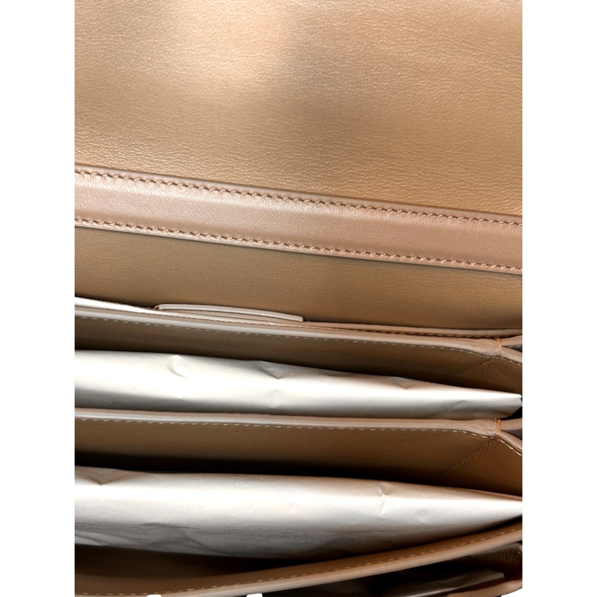 Ferragamo Trifolio Soft Leather Flap Crossbody Bag Ameretti Beige Gold Hardware