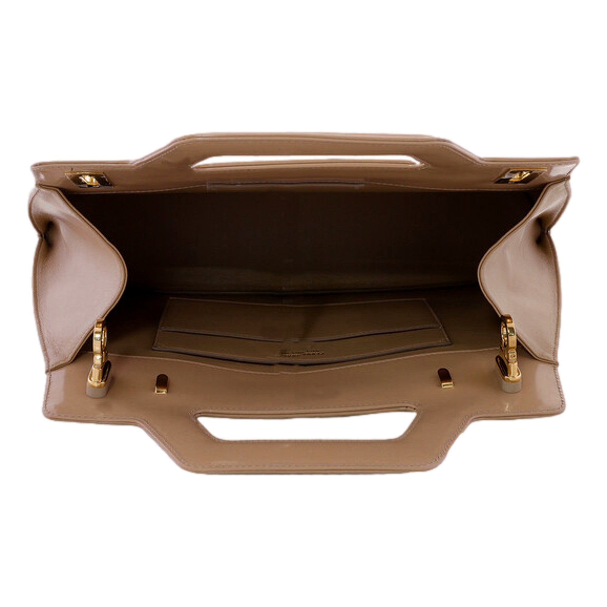 Ferragamo Wanda Beige Patent Leather Top Handle Handbag