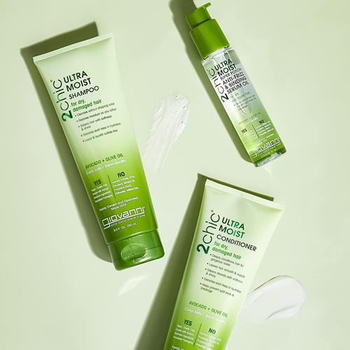 Giovanni 2Chic Ultra-Moist Shampoo - Avocado & Olive Oil, Creamy Hydration Formula, Enriched With Aloe Vera, Shea Butter, Botanical Extracts, No Parabens, Color Safe - 24 Oz
