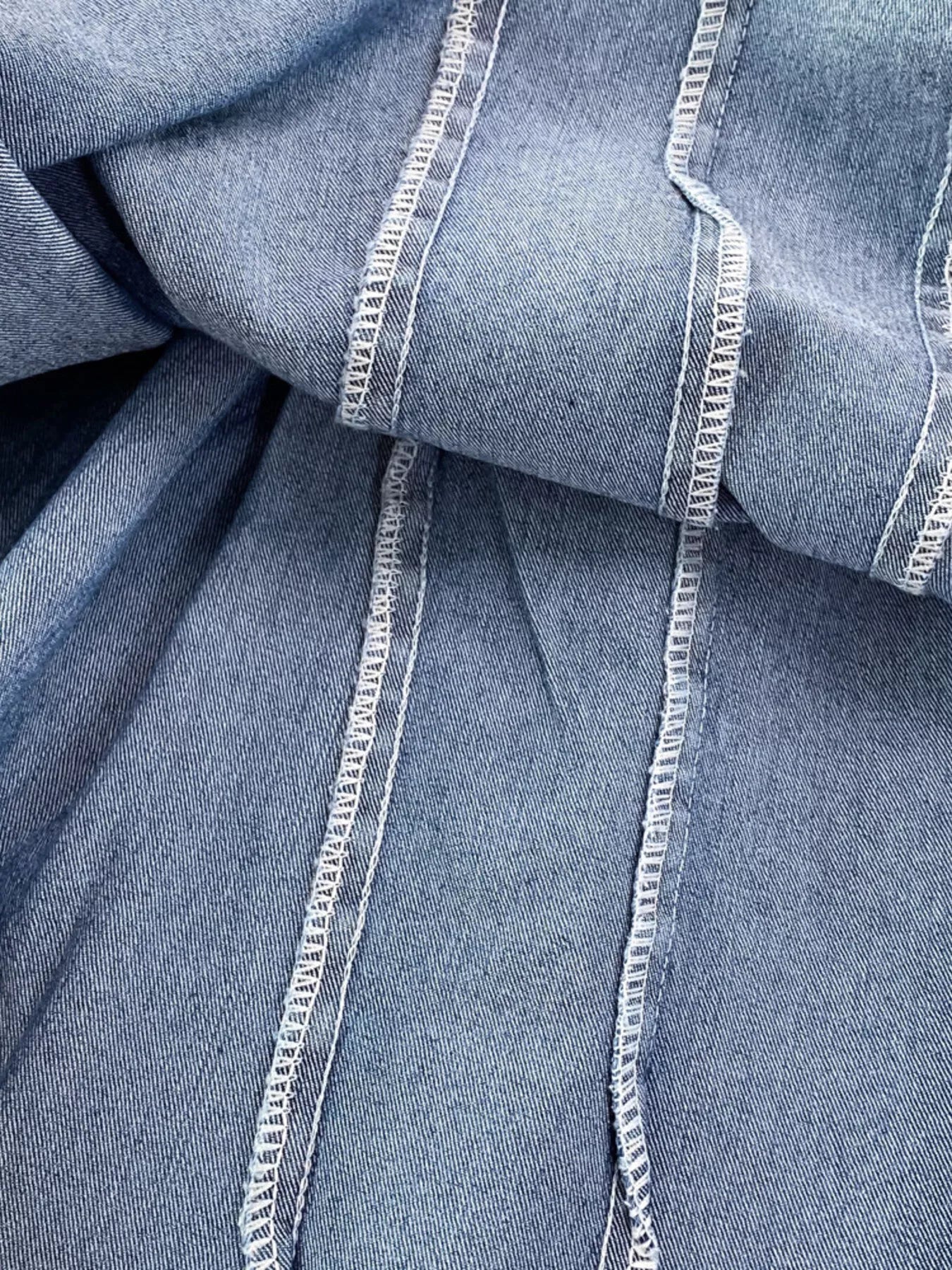 Lace-Up Denim A-Line Mini Dress