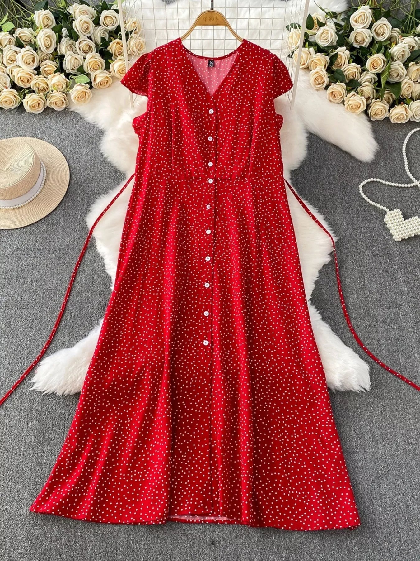 Polka Dot Button-Down Dress