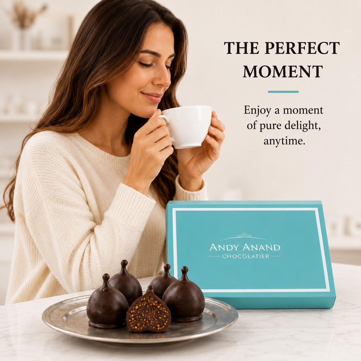 Andy Anand Vegan Belgian Dark Chocolate Figs - 24 Pc Gift Box, Premium 60% Cocoa Butter, Dairy-Free Gourmet Confection, Perfect for Birthday, Valentine’s & Anniversary Gifts - Handcrafted in California