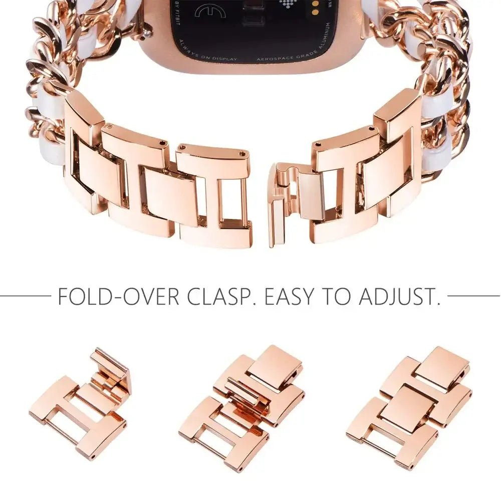 Fitbit Versa & Sense Leather Metal Band - Luxurious Design - Overture Gifts