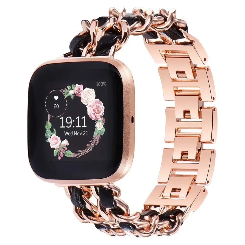 Fitbit Versa & Sense Leather Metal Band - Luxurious Design - Overture Gifts