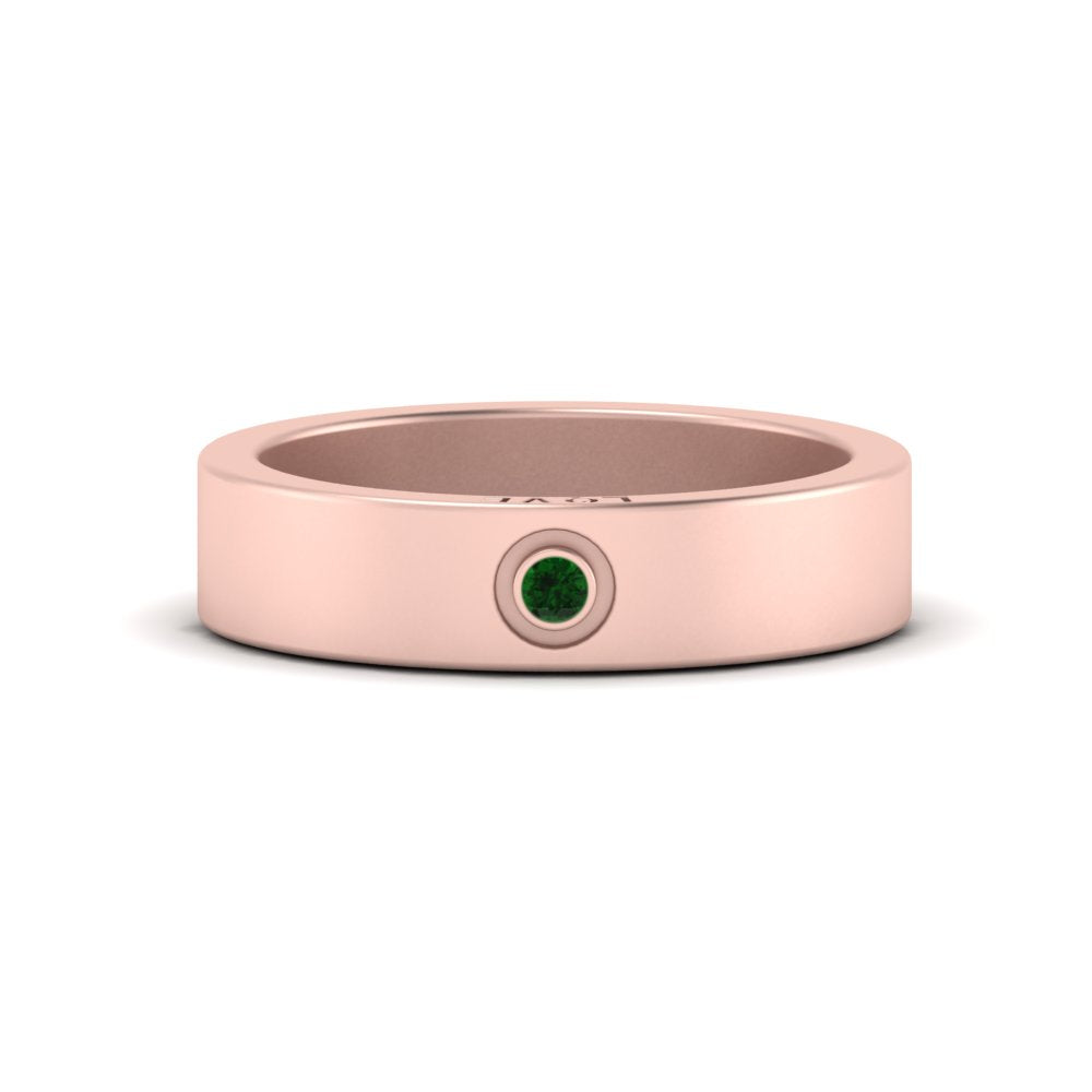 Flat Single Stone Mens Band Engraved