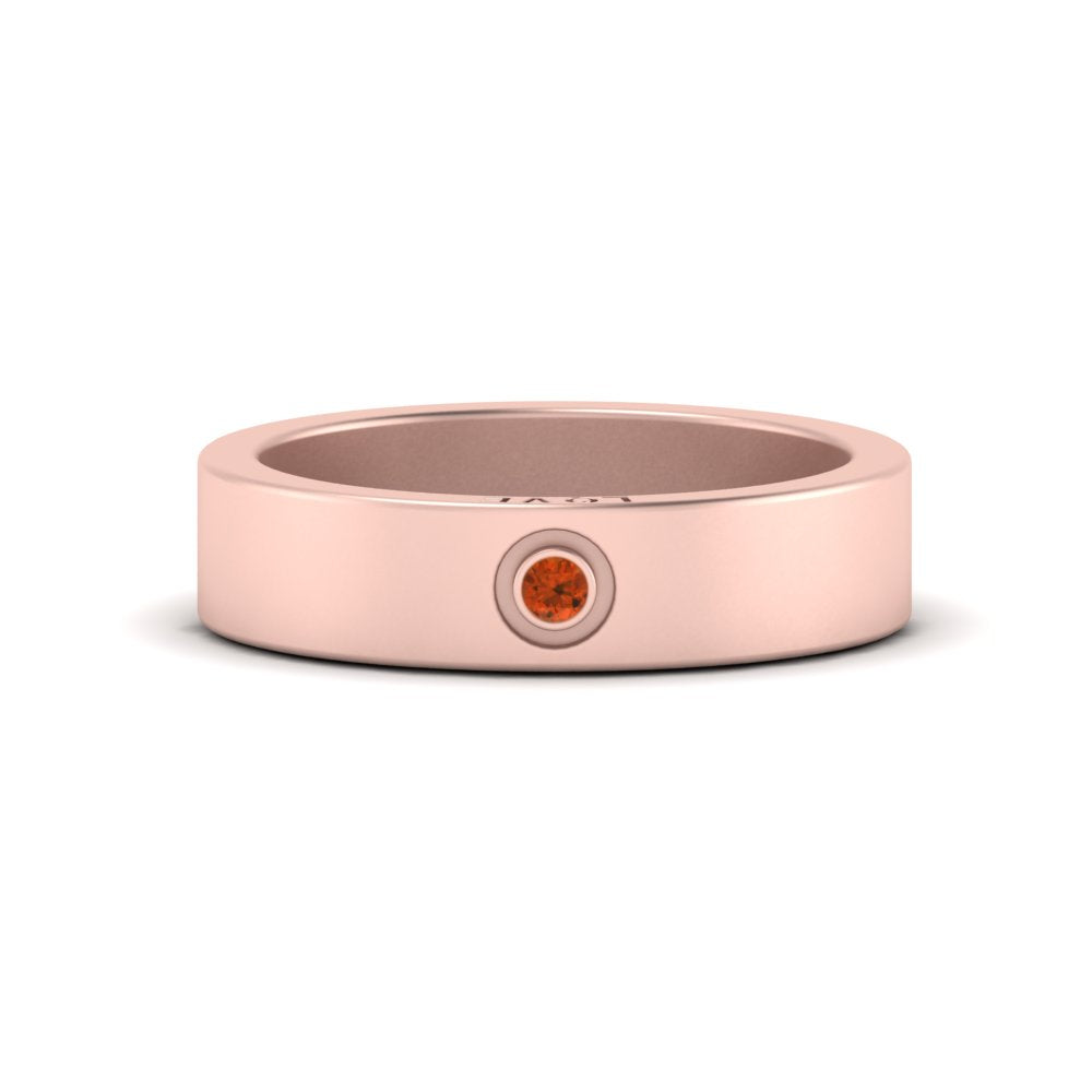 Flat Single Stone Mens Band Engraved