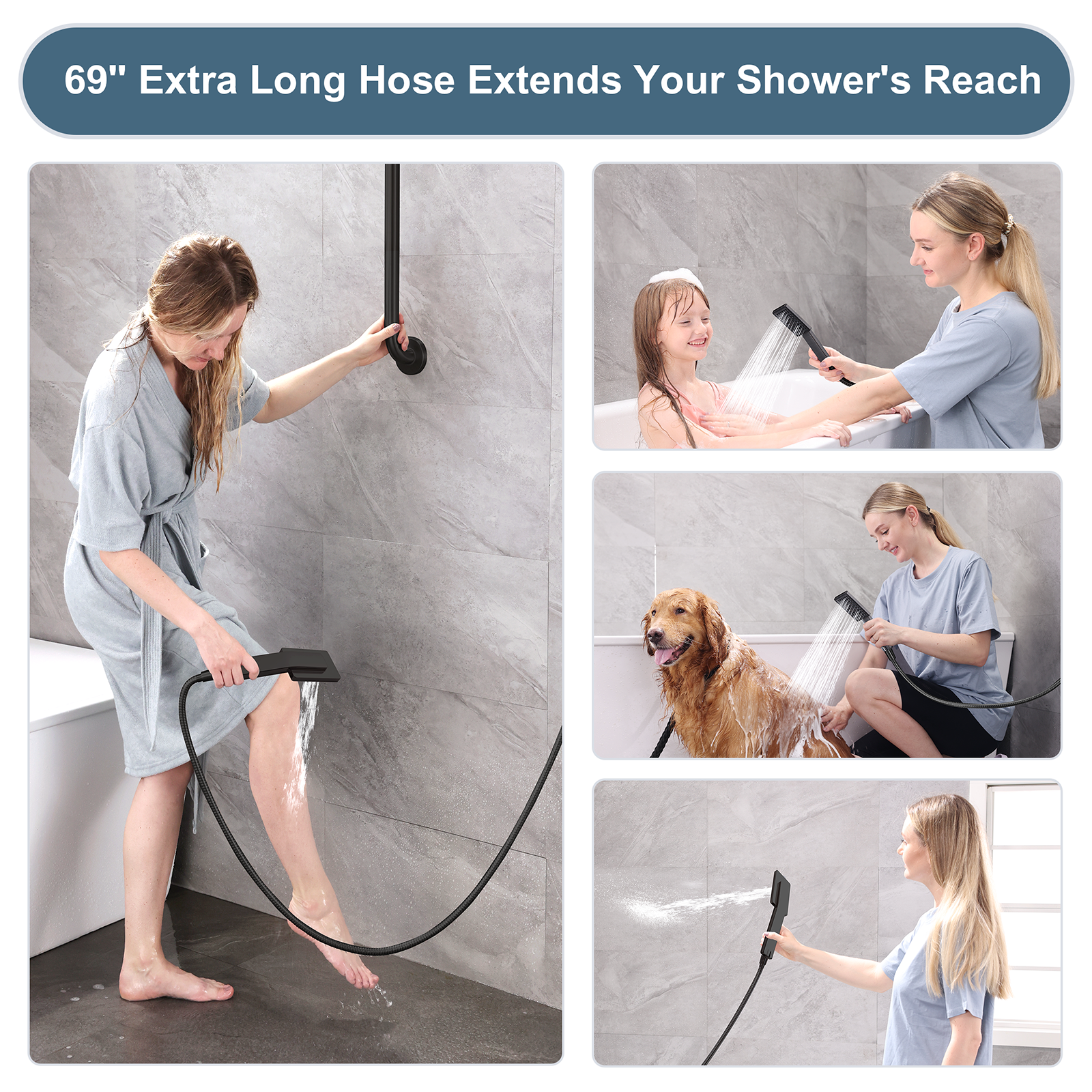 Dual Shower Head Combo with Extension Arm, 8 Inch Rainfall Shower Head with Handheld Shower head