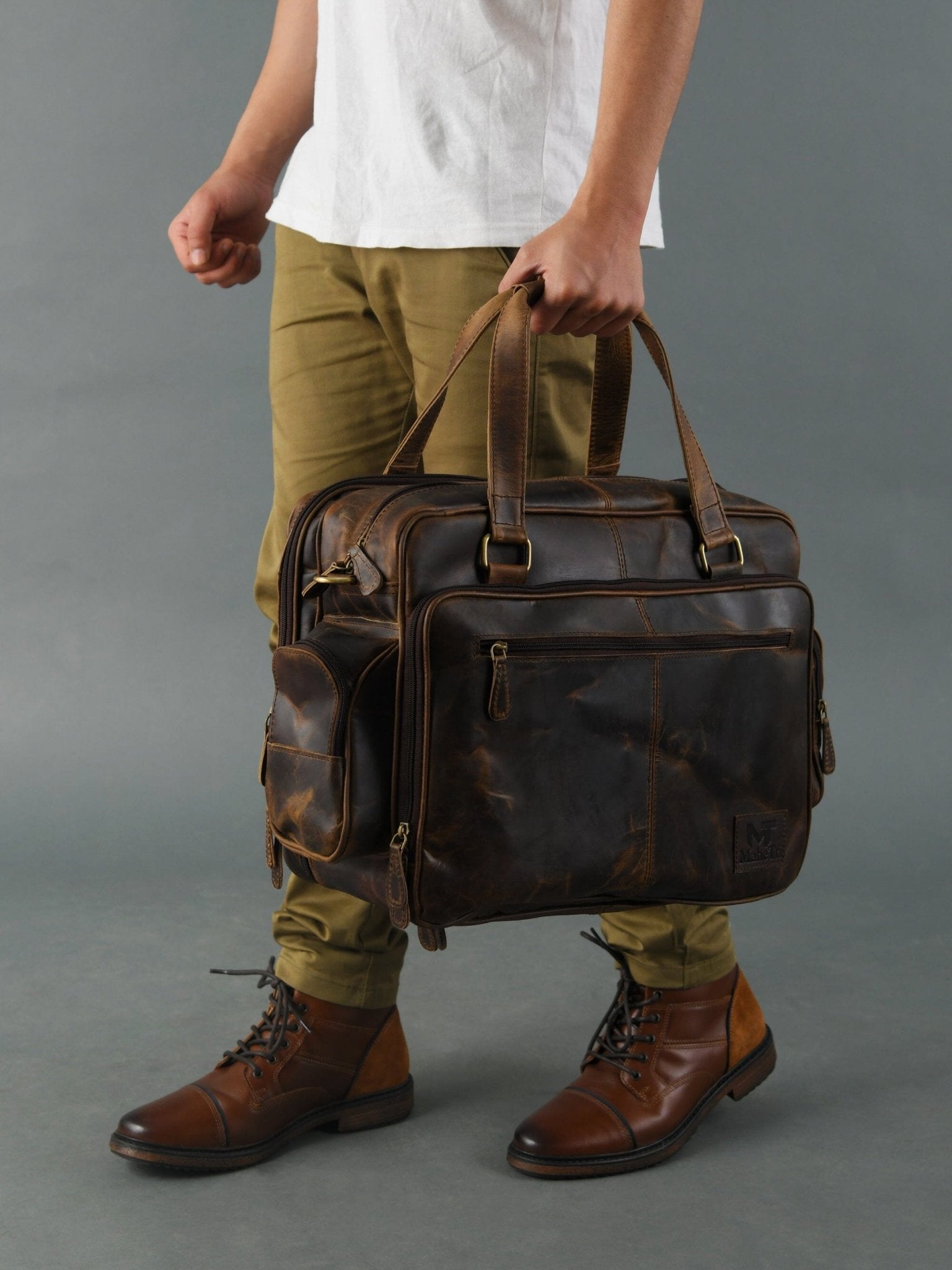 Floyd Handmade Buffalo Leather Office Briefcase - Overture Gifts