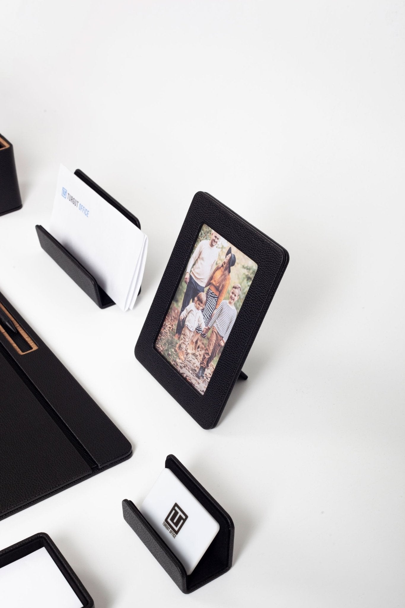 Fox Leather Desk Set Black 8 Pieces - Overture Gifts