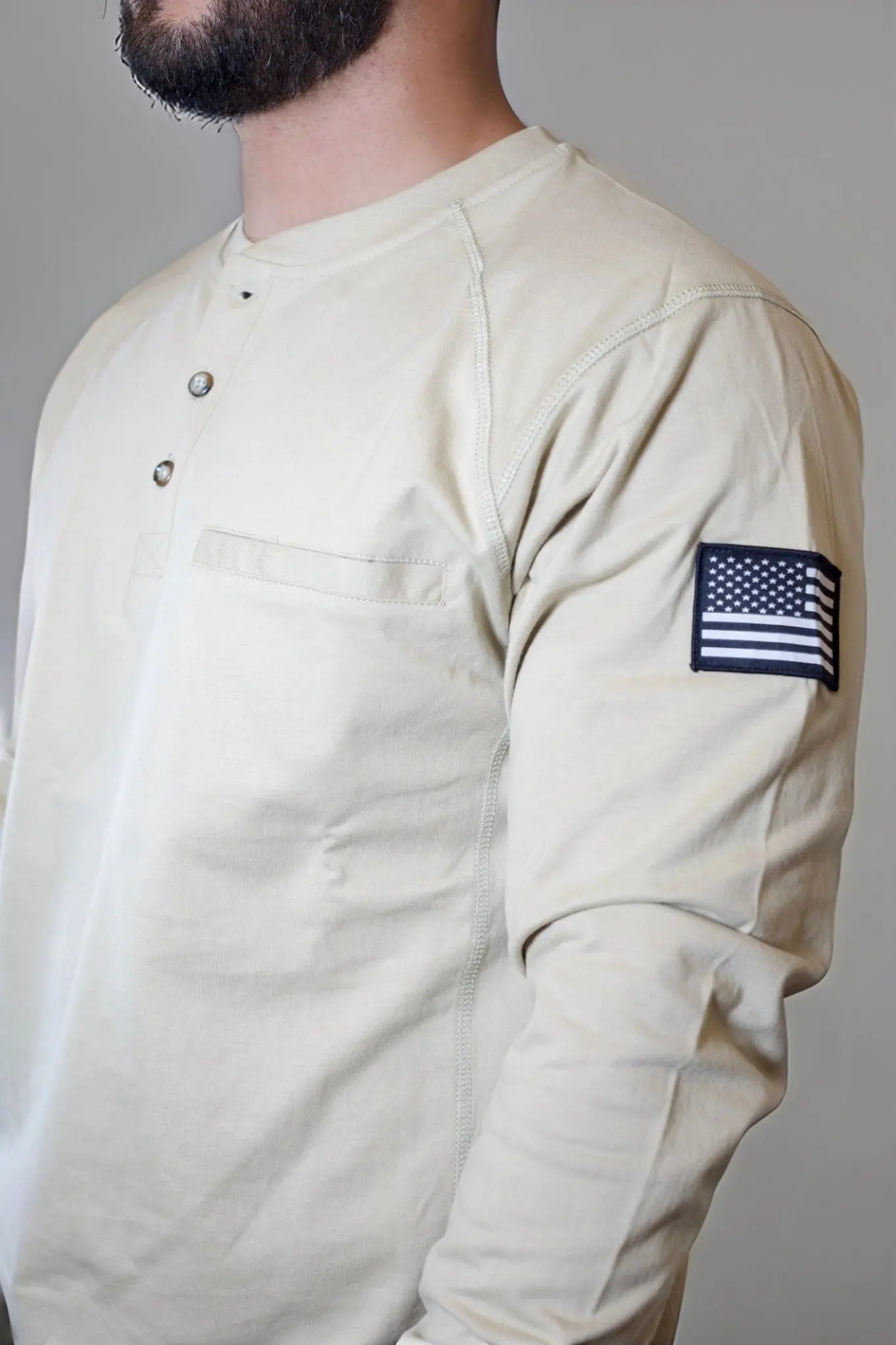 FR 3-Button Henley Shirt - Tan - Overture Gifts