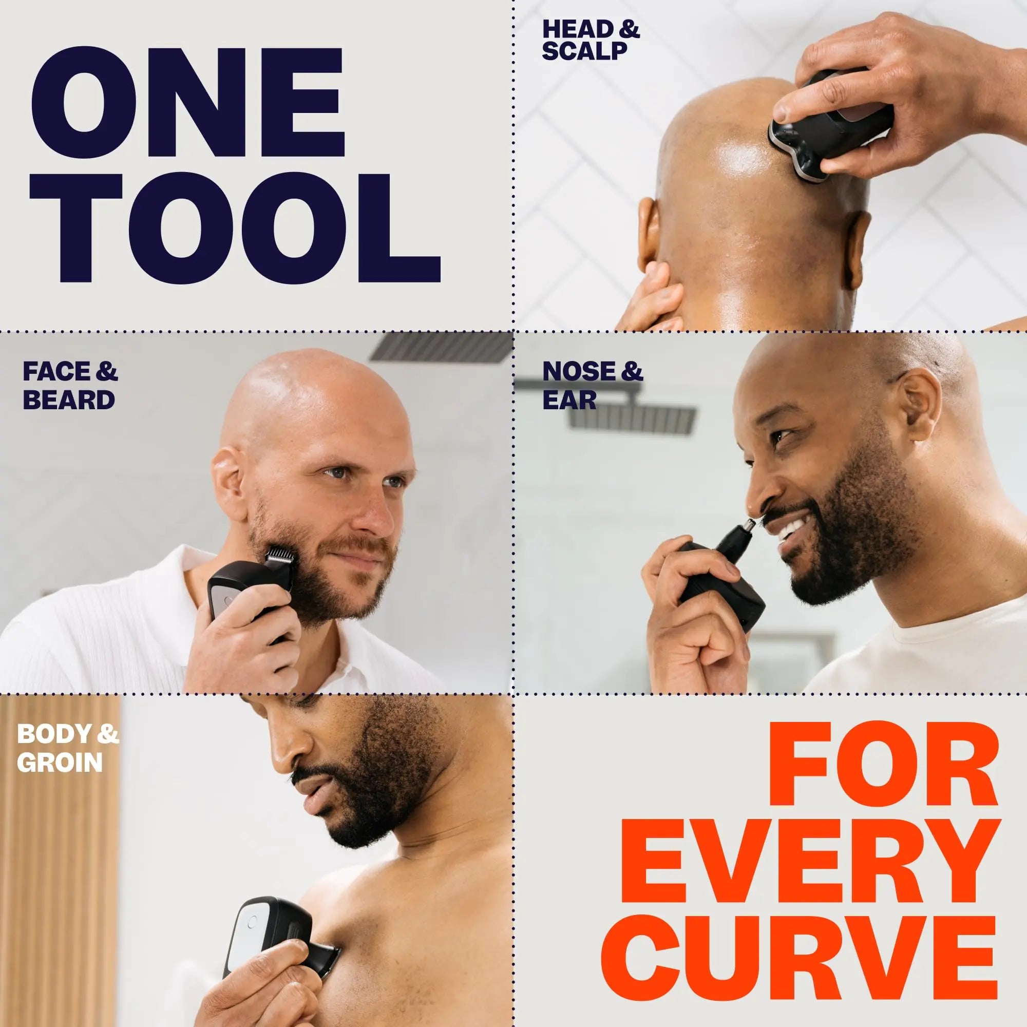 Freebird FlexSeries Pro Electric Head Shaver - Fast Smooth Head Shaver, Wet/Dry Shaving, Anti-Pinch, Rotary Electric Razor, USB Rechargeable, Cordless, 4 Flexible Blades, Ideal Gifts for Bald Men - Overture Gifts