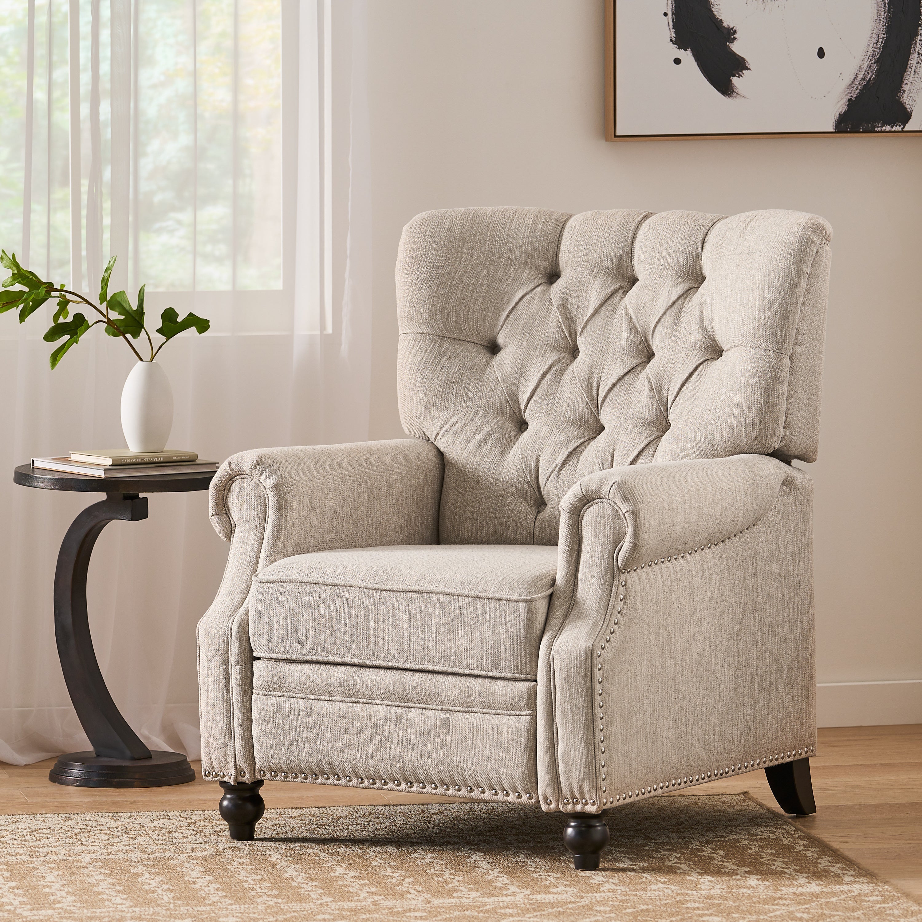 Button Tufted Heavy Duty Manual Reclining Sofa