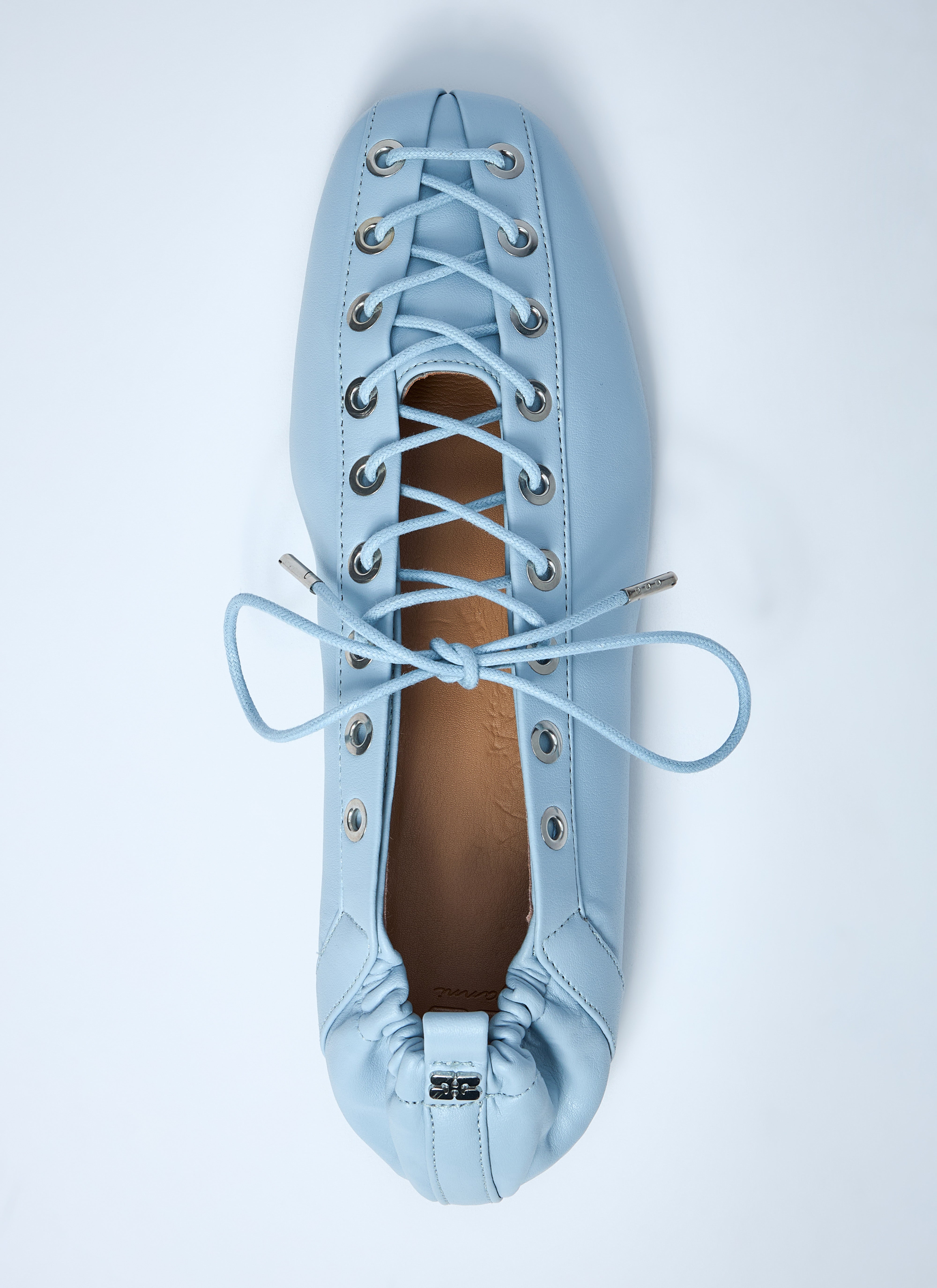 Ganni Women Eyelets Lace Up Ballerina