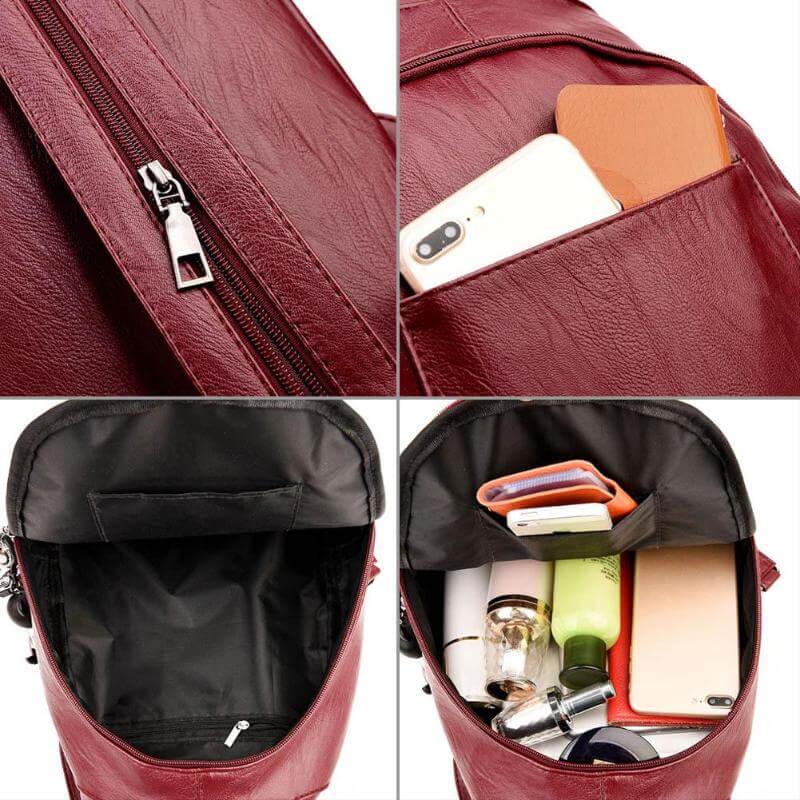 Genuine Leather Backpack for Women Water Resistant Anti Theft Travel Bag - Overture Gifts