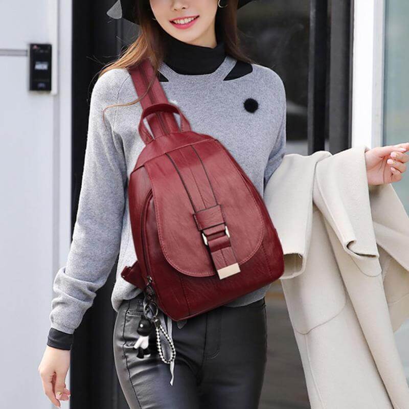 Genuine Leather Backpack for Women Water Resistant Anti Theft Travel Bag - Overture Gifts