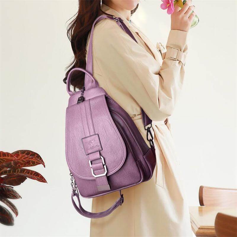 Genuine Leather Backpack for Women Water Resistant Anti Theft Travel Bag - Overture Gifts