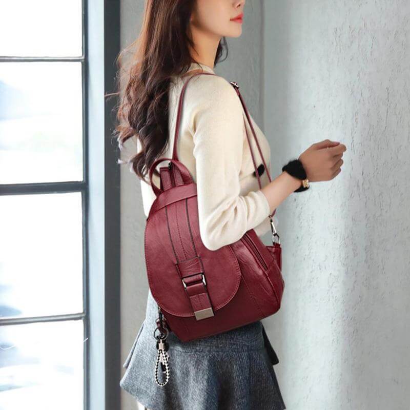 Genuine Leather Backpack for Women Water Resistant Anti Theft Travel Bag - Overture Gifts