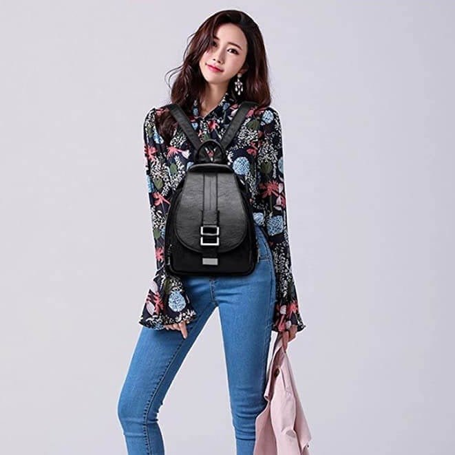 Genuine Leather Backpack for Women Water Resistant Anti Theft Travel Bag - Overture Gifts